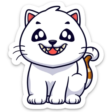 saber-toothed cat with a tiny body and enormous 8-inch fangs that are twenty times longer than its body, absurdly disproportionate teeth sticker