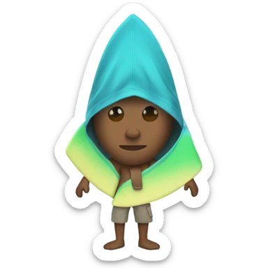 Surfer in surf poncho  sticker