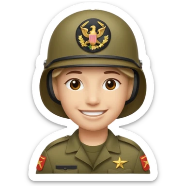 slack style emoji simple smile 🙂 :simple_smile:

add a military 🪖 :military_helmet:  on his head sticker