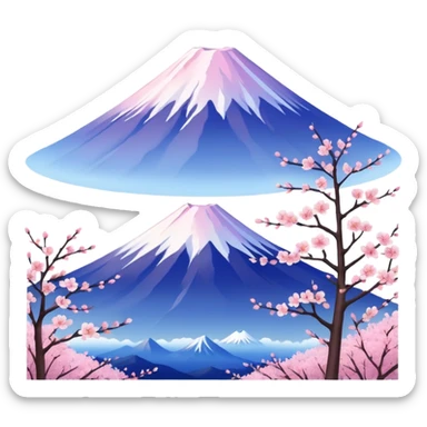 Cherry blossom scenery, Mount Fuji sticker