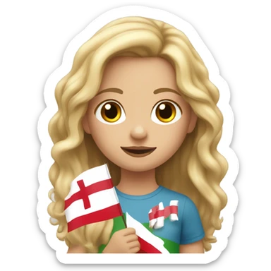 Mädchen mit naturblonden Haaren und einer Dänemark Flagge in der Hand  sticker