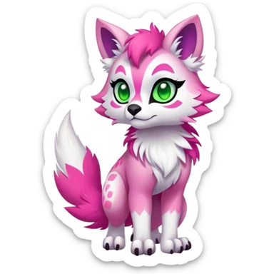 Neon-colored multi-colored cute cool exotic Falvie-Fionbri-fantasy-creature-fursona, full body, with markings sticker