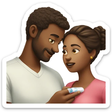 couple looking at pregnancy test sticker