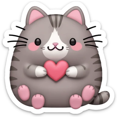 red heart pusheen sticker