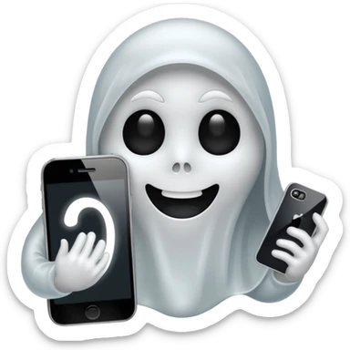 ghost emoji with a phone beside sticker