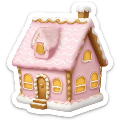 light pink and gold and white gingerbread house sticker