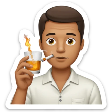 Man smoking from glass pong , the pong in his mouth (like this pong ⚗️) sticker