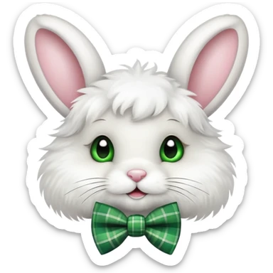 cute Easter bunny with a green plaid bow tie sticker