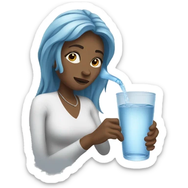 women drink water sticker