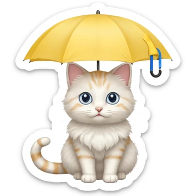 Cat with yellow umbrella sticker