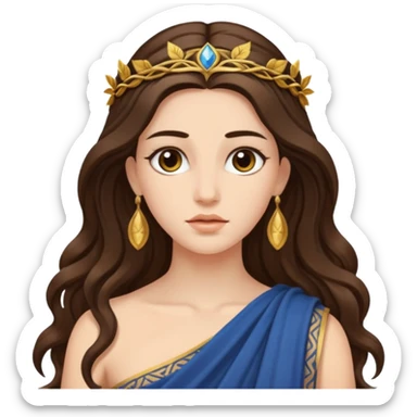 greek goddess long brunette hair sticker