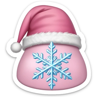 Light pink Santa hat with sparkly snowflakes  sticker