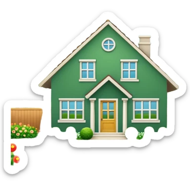 a home which has garden like and the home has slack emoji, sticker