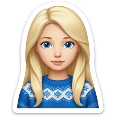 Mujer blanca rubia ojos azules atractiva y jersey de invierno y el pelo muy largo sticker