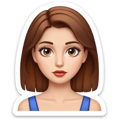 realistic portrait of brown-haired girl with makeup  sticker