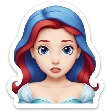Disney human Ariel in white and blue outfit, exploring with curious expression sticker