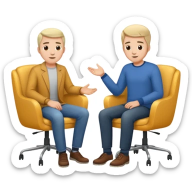 Tow guys in a chair asking sticker