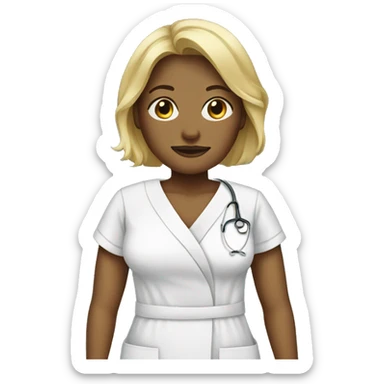 Woman in hospital gown with blonde hair sticker