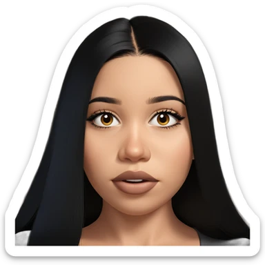 girl with black hair portrait sticker