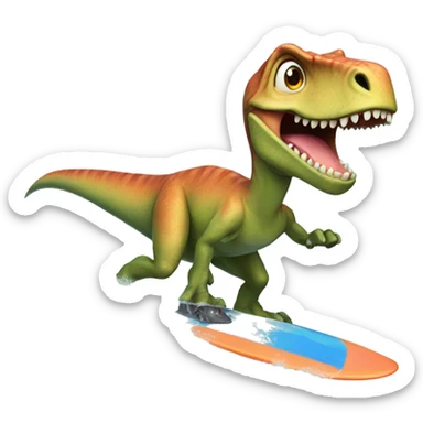 Dinosaur surfing sticker
