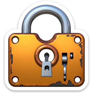 Digital glitch art style emoji, corrupted padlock sticker