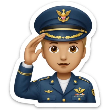 Emoji a la mitad saludo militar sticker
