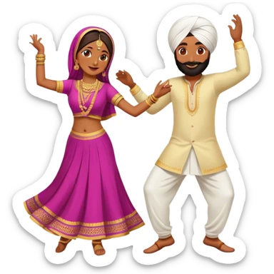 punjabi man and woman dancing together sticker