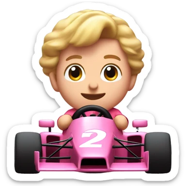 Kirby driving a pink ferrari formula 1 car in 2024 sticker