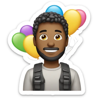 Guy Computer birthday with baloons sticker