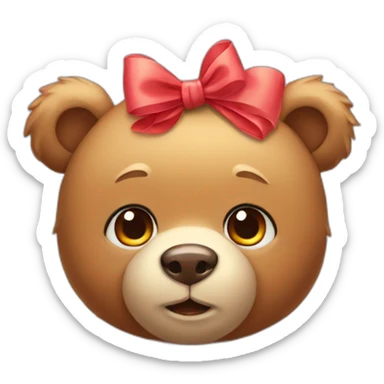 cute bear with bow on head sticker