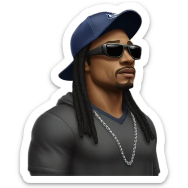 marshawn lynch wearing sunglasses and a hat saying I'm just here so I dont get fined sticker
