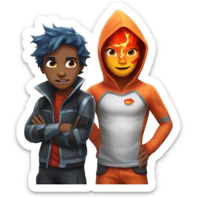 shark boy and lava girl sticker