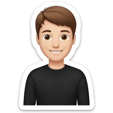 white man black pullover brown styled hair sticker