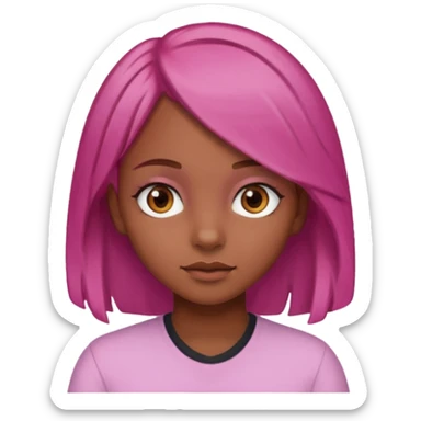 girl with brown hair and brown eyes and pink  end of a hair sticker