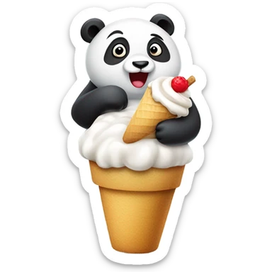 panda comiendo helado sticker