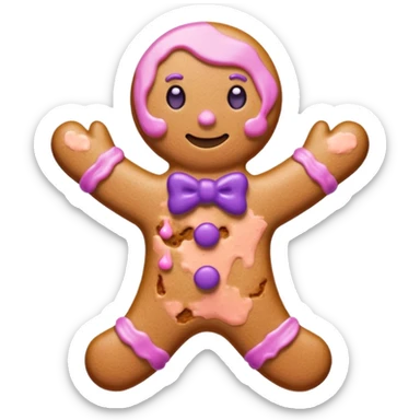 A gingerbread man cute pink and purple super cute and arty  sticker