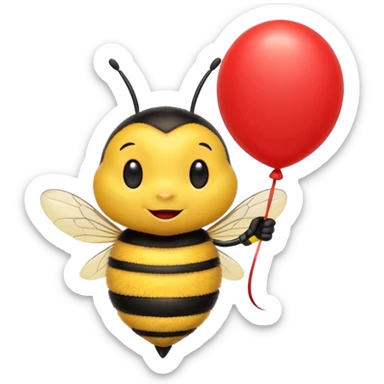 Excited bee carrying balloon sticker