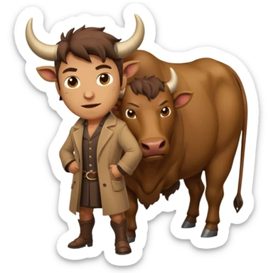 An emoji of a Cretan Minotaur. It has the body of a man and the head of a bull. sticker