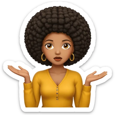 Black woman with an Afro shrugging sticker