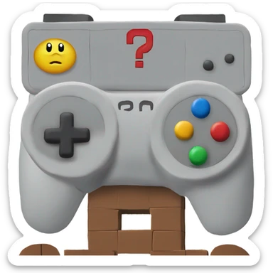 A Mario Block with a game controller on one side and the question mark on the other side sticker