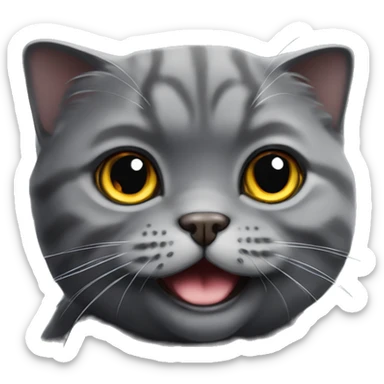 Happy  dark gray scottish fold cat sticker