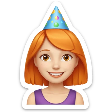party hatted orange haired girl sticker