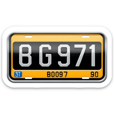 Make a car number plate say this BGZ9007 and make the car there to sticker