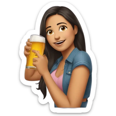 Lilia Cedillo Ramirez drinking beer sticker