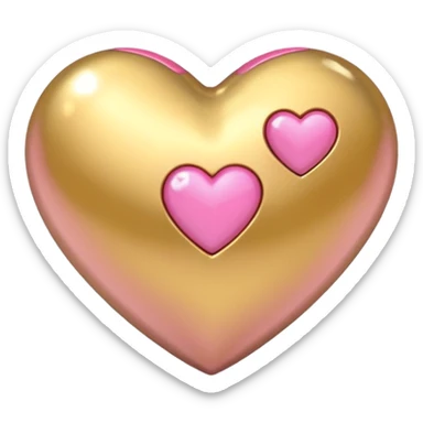 gold heart with one mini pink heart inside of it  sticker