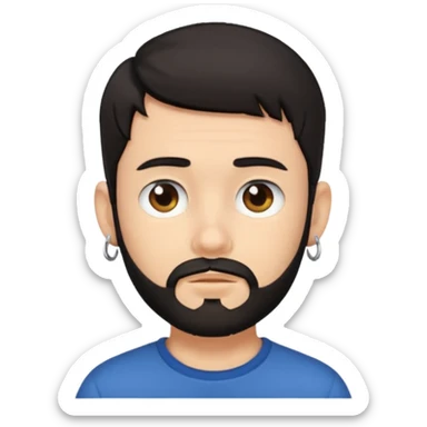 Dark-haired boy, short hair, with some beard and an earring in his ear sticker