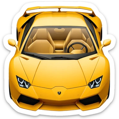 "Create a top-down view 2D Lamborghini in Apple iOS emoji style. Use solid colors, clean lines, no gradients, and smooth curves. Keep the design minimalist with a white background."
 sticker