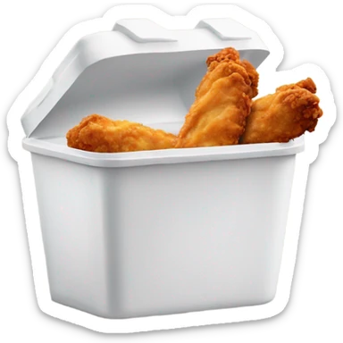 Fried chicken fingers in a styrofoam container sticker