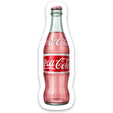 Coke bottle with light pink logo sticker