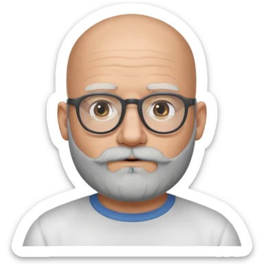 Bald man with salt and pepper beard and glasses sticker